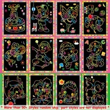 20 Sheets Rainbow Scratch Art Paper, Black Scratch Cards With Bamboo Pen, Engraving Art Paper, Suitable For Craft Projects, Scrapbooks And Decorations, Random Style - Multicolor - View 6