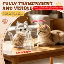 Recuerdo de Mascota: Caja de Exhibición Transparente con Forma de Gato para Colección de Pelo & Bigotes de Gato, Botella 3D para Bigotes de Gato, Decoración Colgante para Refrigerador para Amantes de Gatos, Regalo Conmemorativo de Mascota, Decoración de Hogar Linda - Multicolor - Ver 2