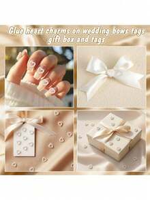 100/200/500pcs Pearl Heart-Shaped Table Scatter Decor, Plastic Faux Pearl Wedding Table Decoration, DIY Handmade Nail Art Decor, Suitable For Wedding Party Cake, Size: 0.47 Inch - A - View 2