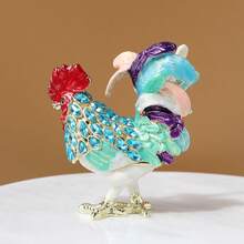 SIQIZHOU 1pc Animal Decorative Box Ornament, Enamel Jewelry Box, Metal Earring Box, Home Decor Chinese Style Animal Wealth-Attracting Ornament Gift - Multicolor - View 8