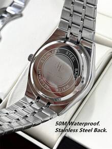 Pablo Raez 1pc Men's High-Quality Watch Accessory Classic Vintage Honeycomb Shape Wristwatch Premium New Luxury Silver Men's Fashion Watch Stainless Steel Non-Fading Strap 50m Waterproof Minimalist Brand Original 50m Waterproof Watch Men's Casual Fashion Quartz Watch Luminous Hands Arabic Numeral Dial Charming White Blue Black High-End Business Wristwatch Suitable For Daily Work Life Vacation Wear Teacher Father Or Male Friend Gift Birthday Graduation Wedding Gift - Silver - View 8
