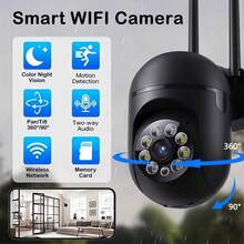 2pcs 1080P Indoor WIFI Camera, Home Security Camera, 2.4G Wifi Connection, Motion Detection And Visual Alarm Function, Color Night Vision, PTZ Technology, Two-Way Audio, 355° Pan/Tilt Zoom, Compatible With Smart Assistants, Suitable For Home/Factory Security, Store Anti-Theft, Community Perimeter Monitoring, Elderly And Child Care - Black - View 2