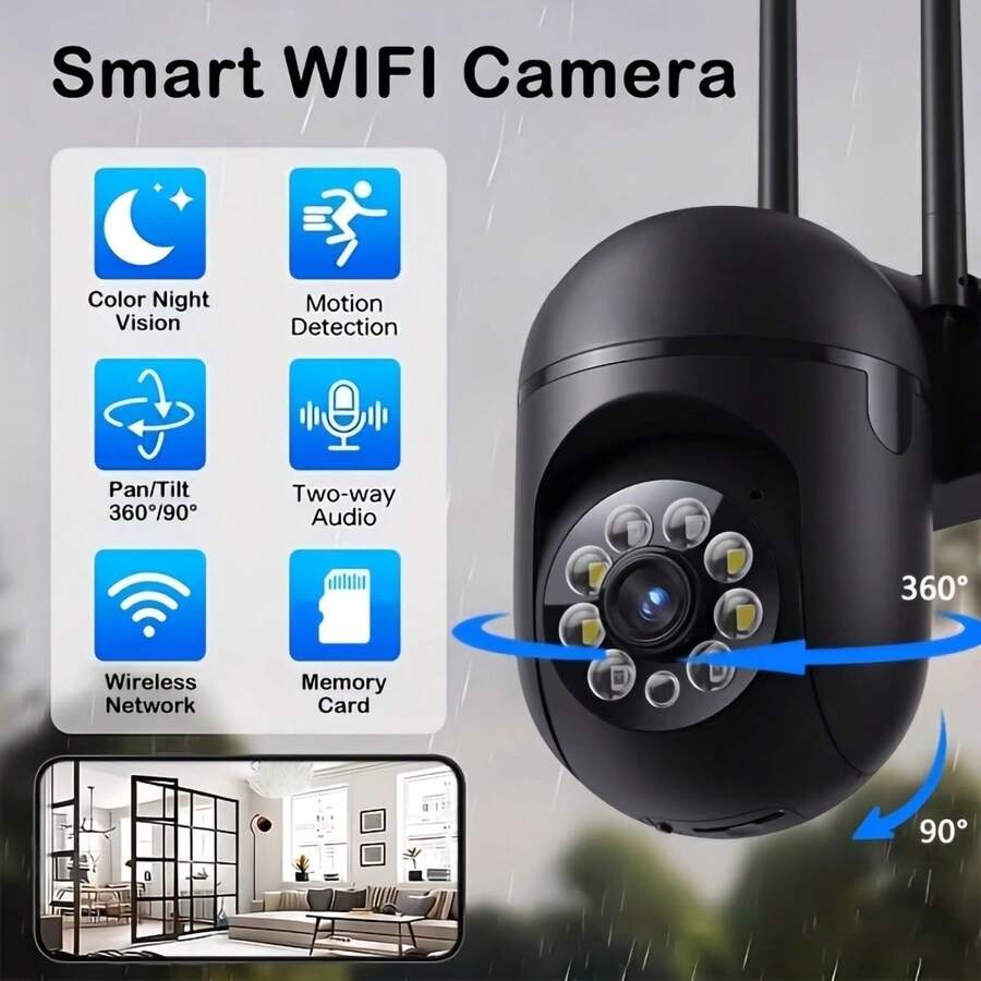 2pcs 1080P Indoor WIFI Camera, Home Security Camera, 2.4G Wifi Connection, Motion Detection And Visual Alarm Function, Color Night Vision, PTZ Technology, Two-Way Audio, 355° Pan/Tilt Zoom, Compatible With Smart Assistants, Suitable For Home/Factory Security, Store Anti-Theft, Community Perimeter Monitoring, Elderly And Child Care