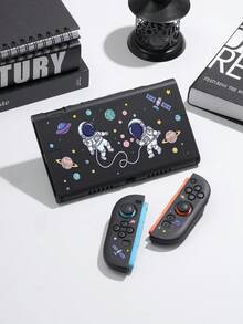 1pc Astronaut Illustration Pattern Switch2 (2025)/Switch NS/Switch OLED Compatible Game Console Accessory Set, Game Console Protective Case/Storage Bag, TPU Soft Shell/Hard Shell Removable Stand, Beautiful And Practical, Portable Stand, Portable Travel, Anti-Drop Anti-Scratch, Anti-Fouling, Fashionable Romantic Gift - View 2