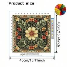 1 Set 46*46cm/18.11*18.11inch Vintage Floral Cross Stitch Kit (Semi-Finished), DIY Art Needlework Materials, 11CT Cross Stitch Decorative Painting, Creative Handmade Gift. Complete Set Home Decor Printed Cross Stitch Crafts, Suitable For Home Decor Knitting Art. Frame Not Included - Retro Floral - View 6