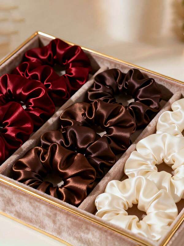 10/18Pcs Large Size Faux Silk Hair Scrunchies For Women, High Elasticity Non-Damaging Hair Accessories, INS Style, Suitable For Daily, Casual, Party, Commute, Beach, Braids, Ponytail, Face Washing, Makeup, Accessories, Elastic Hair Bands, Beauty Home Hair Accessories, Holiday Accessories