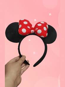 Disney 1pc Women's Mickey Minnie Mouse Ear Headband With Bow Design Princess Decoration Party Birthday Carnival Hair Accessory Gift (Some Accessories May Be Random) - View 7