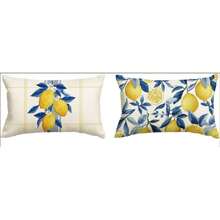 2/4 piezas Fundas de almohada lumbar con diseño de limón acuarela y hoja azul, fundas de cojín rectangulares con estampado de jarrón chino y cuadros, estilo granja, fundas decorativas de verano para sofá, cama y almohada (sin relleno de almohada incluido) - Multicolor - Ver 10