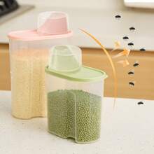 Cereal Storage Containers  – Airtight Kitchen Plastic Dry Food Dispenser With Measuring Cup For Cereals, Rice, Pet Food, Flour - Clear - View 5