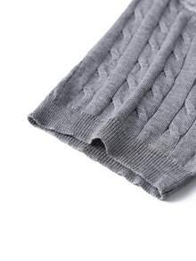 Men's Cable Knit Slim Fit Regular Shoulder Polo Collar Short Sleeve - Grey - View 9