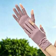 1 Pair Women's Short 2-Finger Exposed Sun Protection Gloves, Spring/Summer/Autumn Fashion Thin Touchscreen Anti-Slip Elastic Breathable Cycling Driving Hiking Running Sweat-Absorbing Sports Protective Gloves - Multicolor - View 5