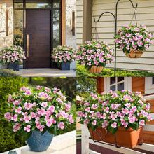 1/3pcs Vibrant Artificial Impatiens Flower Bouquet, Realistic Faux Flowers, Suitable For Outdoor Garden, Indoor Planter And Balcony Decoration, 15.7 Inches Tall, Low Maintenance, Durable And Bendable Stems, Artificial Flowers - Pink - View 6