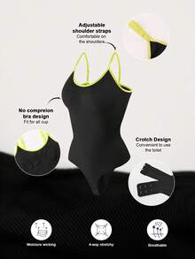1pc Women's Shapewear Jumpsuit, Abdominal Compression, Waist Cincher, Butt Lifting, Seamless Shaping Jumpsuit, Thong Panty Underwear - Black - View 8