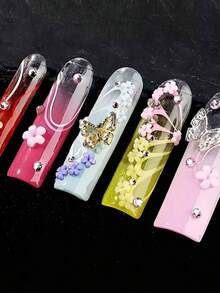 1/2 Boxes Of Floral Nail Art Decorations, Gold And Silver Steel Bead Ornaments, Rhinestones, Nail Art Supplies, Nail Art Accessories, Nail Gems - Multicolor - View 4