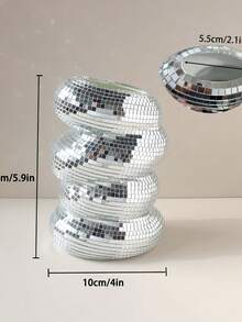 Disco Ball Flower Pot Spiral Vase, Vase Pen Holder, Flower Stand Makeup Brush Storage Rack, Home Decor Floral Ornament, Unique Silver Mirror Disco Ball, Suitable For Living Room, Kitchen, Office Desktop Decoration, Nordic Style, Wedding Graduation Gift - A - View 10