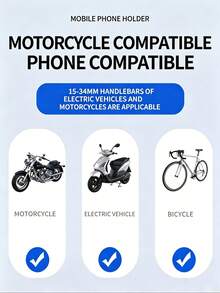 1PC Anti-Shock Anti-Slip Cycling Bike Accessory Smart Phone Holder For Electric Bicycle, Electric Scooter, Motorcycle, Handlebar/Rearview Mirror Dual Style, Anti-Theft Lightweight Sturdy Navigation Mount - Black - View 8