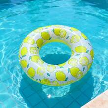 Adult Inflatable Swim Ring, Fruit Print Pool Float, Watermelon/Lemon/Lime/Orange/Kiwi/Dragon Fruit PVC Floating Ring - Checkered Lemon Swimming Ring - View 1