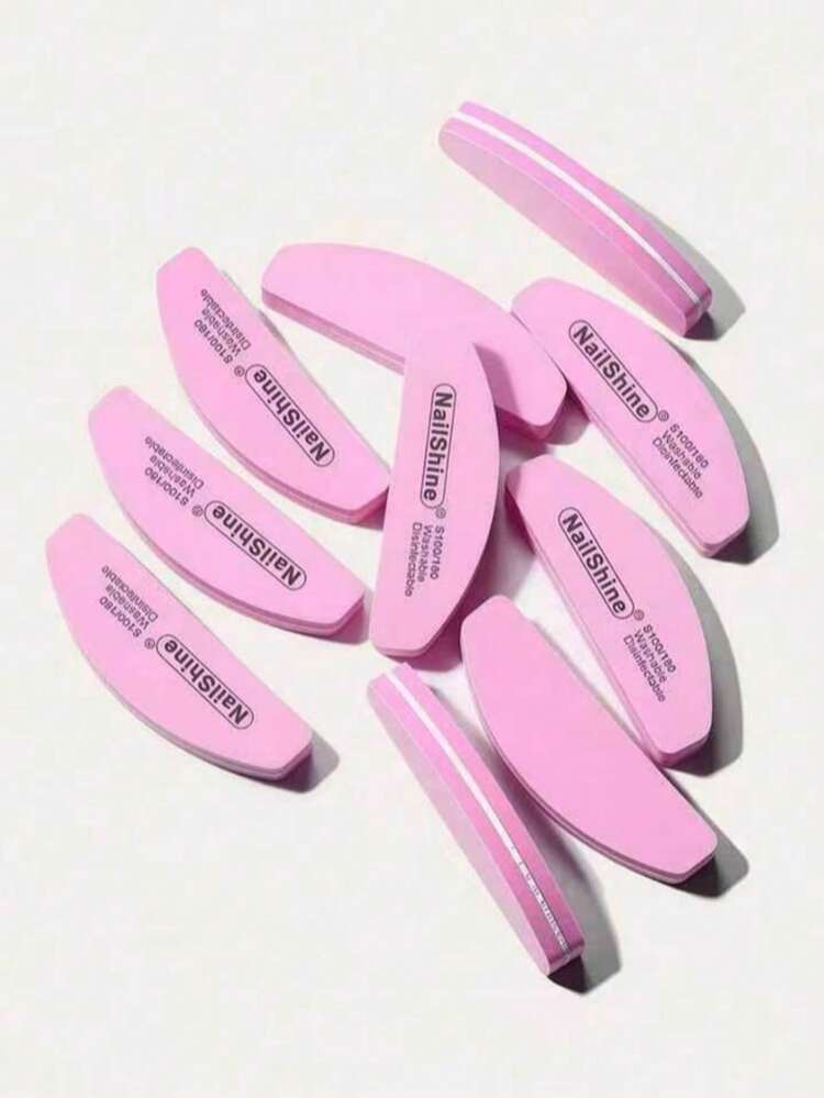 3PCS Mini Half Moon 100/180 Sponge Polishing File - Pink - View 3