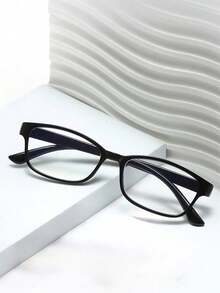 1pc Square Plastic Computer/Gaming/TV/Phone Glasses, Reduce Eye Fatigue, Light Glasses, Fashion Clear Lens Eyeglasses Frame - Clear - View 3