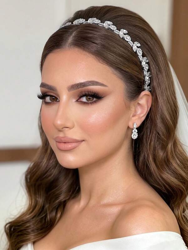 Shiny Rhinestone Bridal Headband, Simple Thin Hair Hoop, Women's Headband Suitable For Wedding, Party And Daily Wear