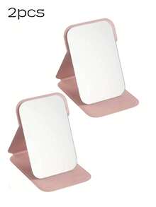 1pc Portable Makeup Mirror, Solid Color, PU Leather Material, Minimalist Cute Compact Design, Foldable, Birthday/Graduation Gift, Home Decor, Back To School Supplies, Giveaway, Travel Essential Affordable Item - Multicolor - View 17