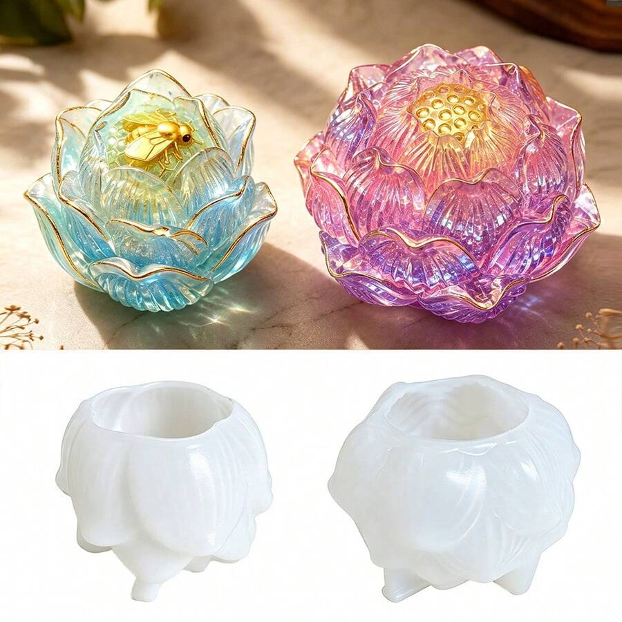 3D蓮花造型矽膠皂模 蠟燭製作模具 環氧樹脂DIY手工模具 - 蓮花 - 查看 1