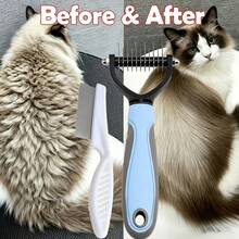 2-In-1 Pet Grooming & Deshedding Brush Set - Stainless Steel Dematting Comb & Deshedding Tool - Professional Pet Grooming Tool, Suitable For Long And Short Hair Pets - Effectively Removes Undercoat - Ergonomic Non-Slip Handle - Multicolor - View 3
