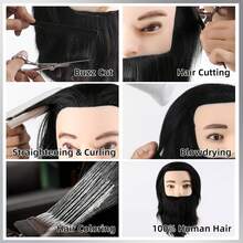 Male Mannequin Head With Natural Texture Hair Manikin For Men Barber Cosmetology Straight Beard Manikin Head For Practicing Cutting & Styling - View 7