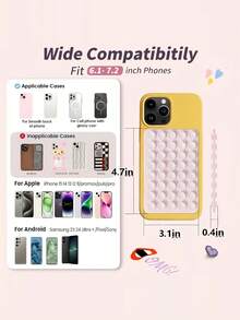 Non-Slip Portable Double-Sided Silicone Suction Cup Detachable Square Phone Holder, Silicone Phone Accessory, Suitable For IPhone And Android Phones, Adjustable Angle, Compact Design, Suitable For Makeup, Dance, Fitness, Yoga, Bathing And Watching TV - Multiple Styles - View 9
