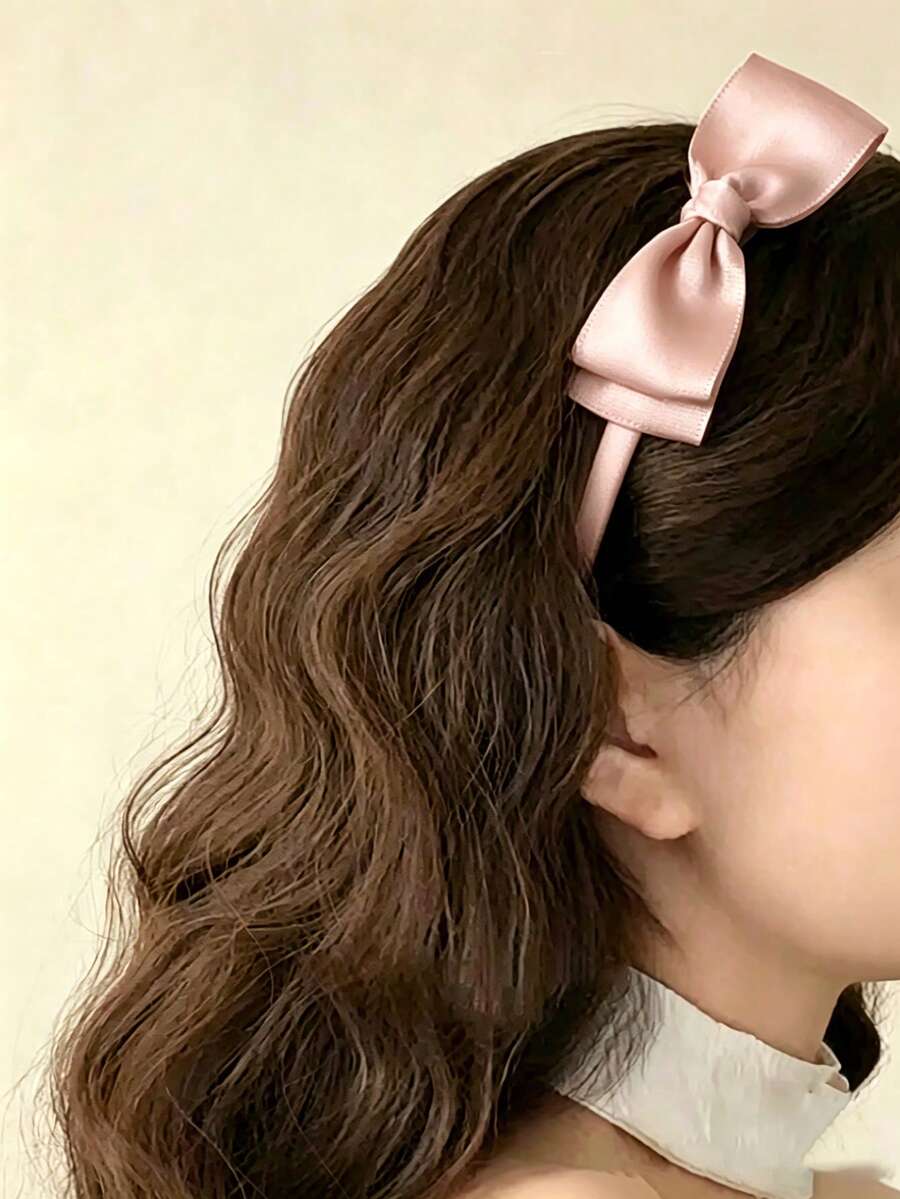 1件裝女款優雅蝴蝶結髮箍，高品質髮飾，適合學校、正式場合、派對、約會，女用髮圈髮箍 - 韓粉色 - 查看 1