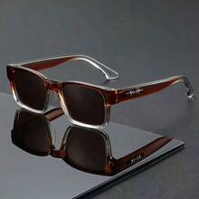 HOYNI Brand Retro Square Glasses, Turquoise And Dark Brown Dual Color Options, Unisex Neutral Frames, Suitable For Daily Commute, Business And Formal Wear, Exquisite Craftsmanship Fashion Accessory, Great Gift For Birthday, Graduation, Father's Day, Mother's Day, Anniversary - Multicolor - View 4