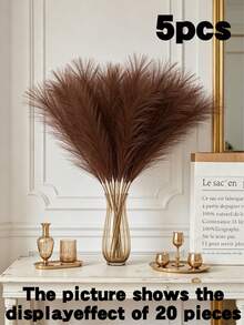 5/20/50pcs Faux Pampas Grass Artificial Reeds Large Tall Fluffy Artificial Fake Flower Bulrush Reed Grass Artificial Plants Boho Decor For Wedding Party Decoration, Home Living Room Bedroom Decor, Vase Arrangement, DIY Photography Props Gift Birthday Graduation, Autumn Decoration, Autumn - Mocha Brown - View 11