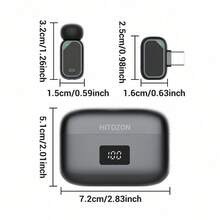HITOZON 無線領夾式麥克風，相容 iPhone 與 Android 裝置，智慧降噪，附充電盒，24 小時續航力，適用於影片錄製與部落客拍攝 - 查看 2