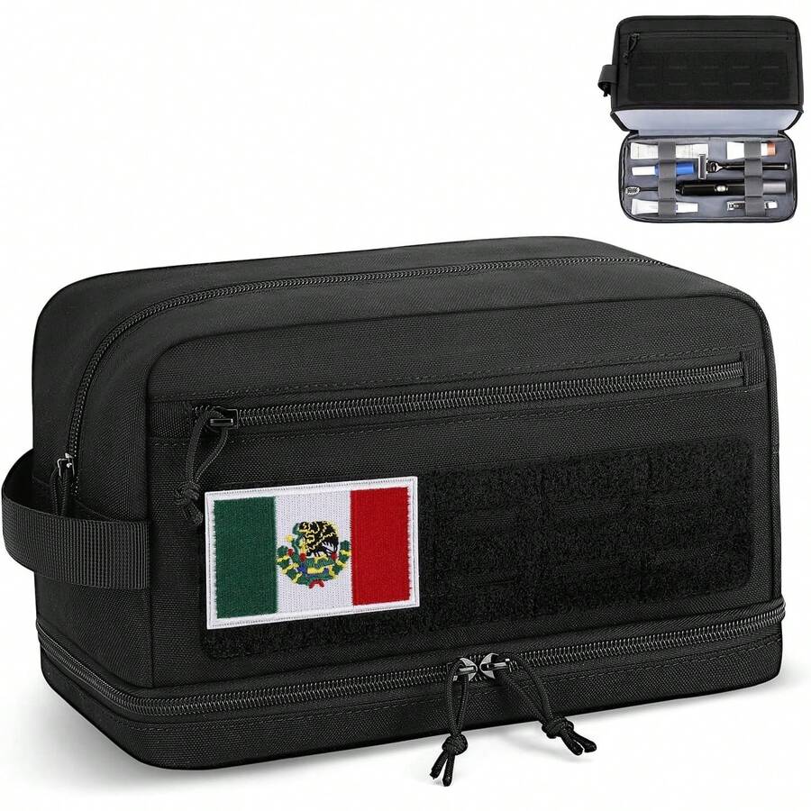 ETRONIK Neceser Hombre, Neceser de Viaje con Doble Capa, Estiloáctico Bolsa de Viaje Hombre Impermeable, Neceser Para Hombre Sobaquera Hombre con EDC Molle para el Cuarto de Baño - Neceser, 10 pulgadas - Ver 1