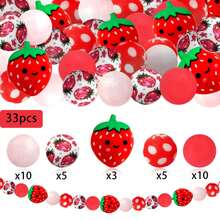 33pcs Silicone Beads With Four Seasons Fruit Elements, Red And Yellow Apple Strawberry Lemon Cherry Elements, Beads Accessories For Enthusiasts To Make Earrings Necklaces Bags Chains Beaded Pens Phone Chains Beaded Makeup Brushes And Other DIY Sets, Fruit Season Suitable For Holiday Gifts Birthday Gifts - Seasonal Fruit Elements - View 14