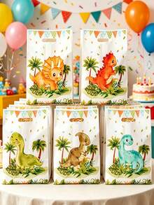 10/25/50 piezas Bolsas de regalo con estampado de dinosaurio, bolsas para envolver regalos, bolsas de tela, bolsas de recuerdos para fiestas con patrón de dinosaurio de dibujos animados, decoraciones de cumpleaños, suministros para fiestas de cumpleaños con tema de dinosaurio, bolsas de recuerdos para baby shower, suministros para fiestas de primer cumpleaños, suministros para fiestas de revelación de género, decoraciones para fiestas de bebé niño y niña, suministros para baby shower, decoraciones para fiestas de primer cumpleaños, recuerdos para fiestas - Dinosaurio de dibujos animados - Ver 4