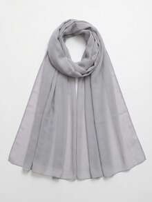 1pc Solid Color Women's Chiffon Headscarf Shawl - Light Grey - View 2