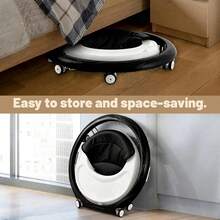 Foldable Anti-Rollover Baby Walker, Lightweight Compact Round Toddler Walking Helper, Space Saving Easy Store Baby Learning Walk Toy - 黑與白 - 查看 2