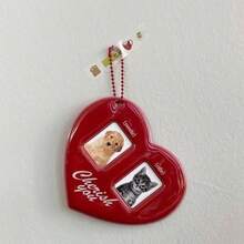 1pc Heart-Shaped Double-Grid Large Head Ins Minimalist Decorative Creative Bag Charm Pendant Gift For Best Friend, Boyfriend, Girlfriend, Sweet Cool Style, Lightweight Compact Portable Suitable For Campus, Commute And Outdoor Use - Multicolor - View 8