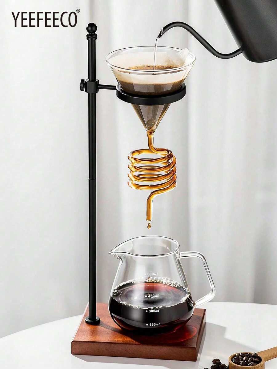 yeefeeco 1pc Glass Coffee Dripper, Coffee Filter Cup, Spiral Coffee Cooling Cup, Tubular Dripper Cup, Artistic Coffee Accessory, Suitable For Home, Office And Shop - Coffee Filtration - View 1