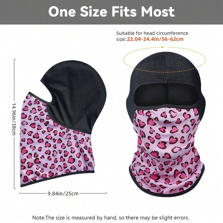 Fabulous Be Xtreme Casco de ciclismo con estampado de leopardo y patrón de corazón dulce y fresco, máscara facial de seda de hielo transpirable con protección solar, cubierta de cara y cuello a prueba de viento para motocicleta y actividades al aire libre - Multicolor - Ver 1