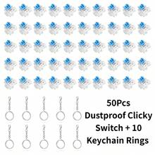 Juego de juguetes fidget con interruptores mecánicos 50 interruptores azules 10 anillos para llavero alivio del estrés clicador DIY interruptores de teclado mecánico personalizados juguete fidget - Ver 11