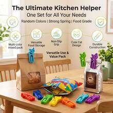 10pcs Random Color Cat Shaped Snack Storage Bags With Sealing Clips, Reusable Food Packaging Pouches, Lightweight Durable Kitchen Organizer, Home Office Pantry Essential Supplies For Dry Goods - Multicolor - View 6
