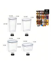 Multi-Piece Set Airtight Plastic Sealed Storage Jars, Visible Anti-Moisture Anti-Leakage Kitchen Dry Goods Food Storage Containers, Large Capacity Oatmeal Nuts Pasta Organizing Jars With Labels - Transparent - View 13