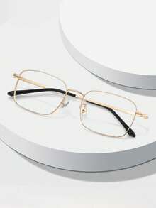Square Metal Frame Glasses For Computers, Gaming, TV, And Smartphones; Reduce Eye Strain; Lightweight; Fashionable Frames. - View 1