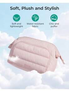 - Bolsa de maquillaje de viaje, bolsa de cosméticos, organizador de maquillaje, bolsa grande abierta para mujer, bolso para artículos de cambiador, accesorios, cepillos - 02-1 Capa - Rosa - Ver 5