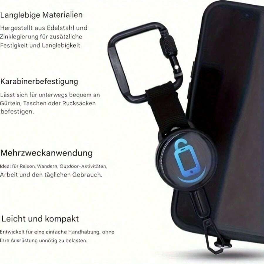 Retractable Anti-Theft Phone Lanyard With Adjustable Safety Buckle - Durable Polyester Outdoor Phone Strap, Suitable For Hiking And Sports | Heavy-Duty Adjustable Phone Holder Lanyard, CCD Camera Portable Lanyard - A - View 1