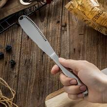 1pc Stainless Steel Butter Spreader - Reusable Cheese & Jam Slicer With Grooved Design For Easy Spreading, 3-In-1 Kitchen Tool For Home & Restaurant, Multi-Function Stainless Steel Butter Knife And Spreader For Cheese, Jars And Cream - Essential Kitchen Gadget And Supply - View 5