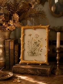 Vintage Gold Picture Frame, Elegant Antique Photo Frame Decor, Luxury Wall Art Frame, Botanical Artwork Display, Farmhouse Home Decor, Aesthetic Tabletop Frame, Classic European Style Frame For Living Room Bedroom Office - A - View 1