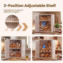 COSTWAY Corner Bread Box For Kitchen Counter, Bamboo Double Layer Breadbox Organizer With Adjustable Shelf, Large Capacity Bread Storage Bin, Farmhouse Storage Container For Homemade Bread, White - White - View 4